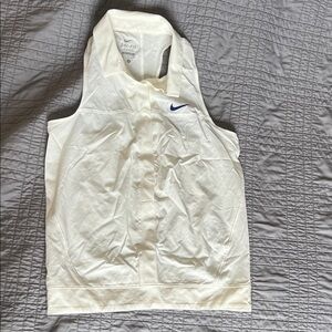 NWOT Nike Dri-FIT White Sleeveless Top with Blue Swoosh